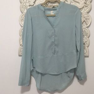 Mint Blue V-Neck Blouse